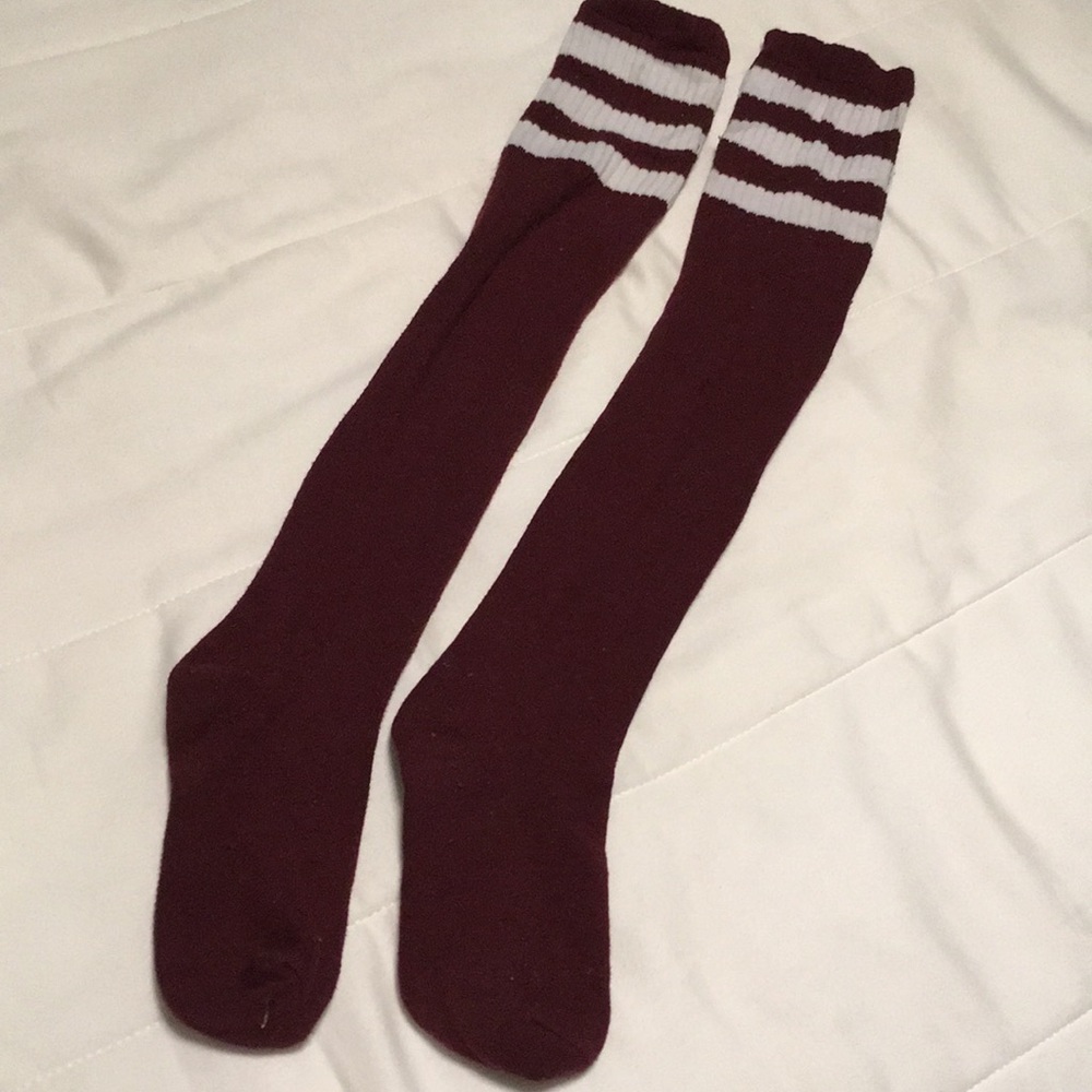 Thigh-High Maroon Varsity Socks